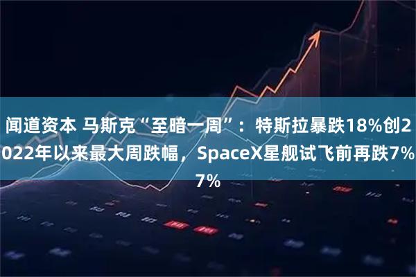 闻道资本 马斯克“至暗一周”：特斯拉暴跌18%创2022年以来最大周跌幅，SpaceX星舰试飞前再跌7%